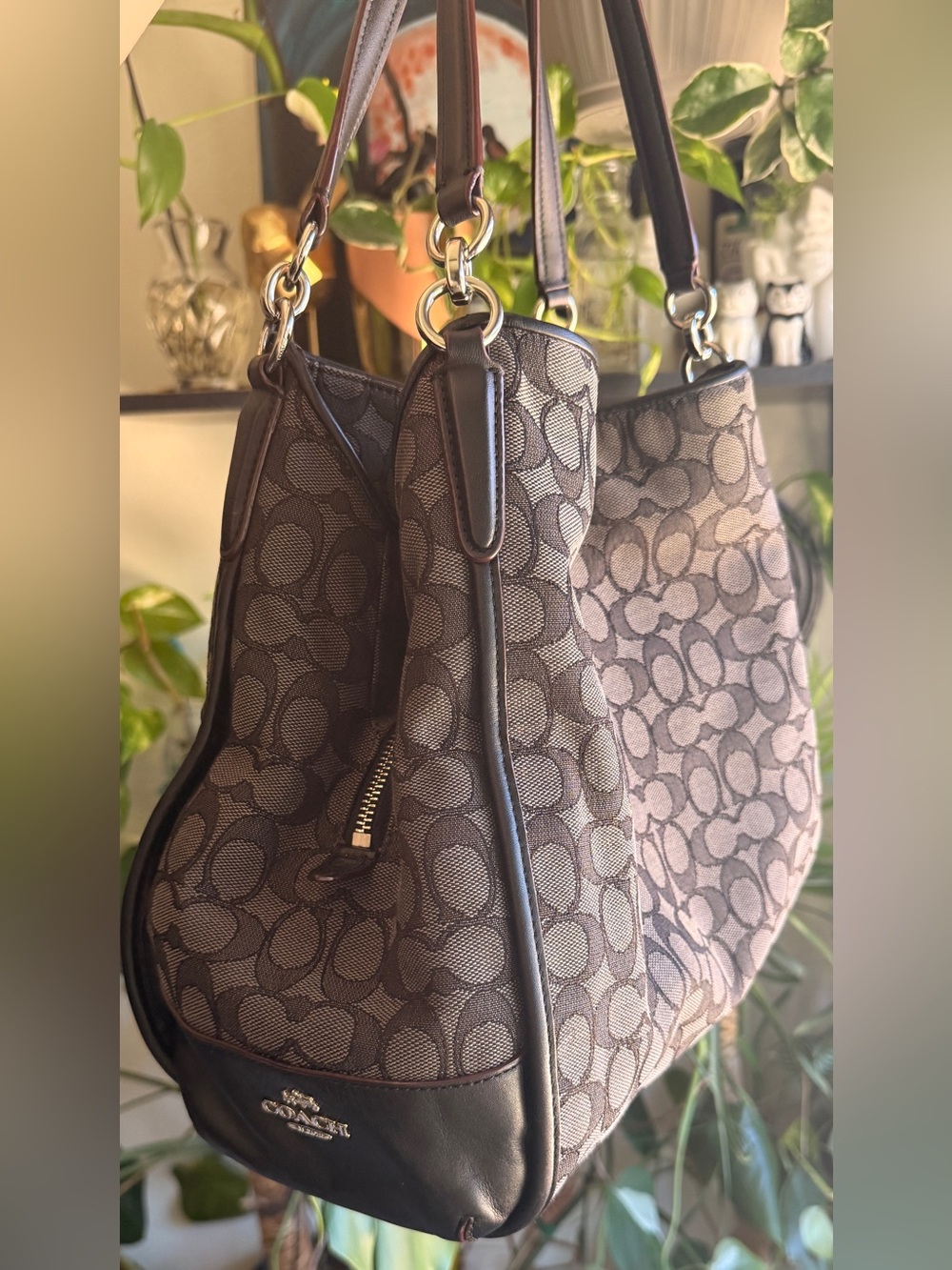 Coach Phoebe Black and Charcoal Shoulder Bag